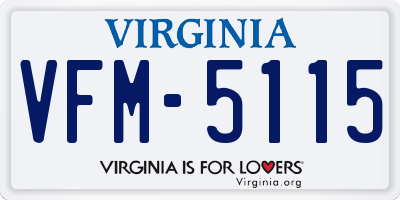 VA license plate VFM5115