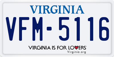 VA license plate VFM5116