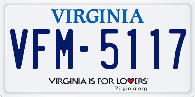 VA license plate VFM5117