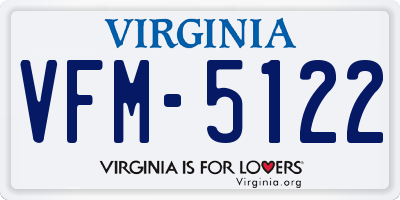 VA license plate VFM5122