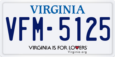 VA license plate VFM5125