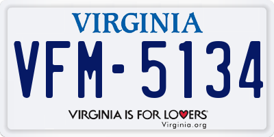 VA license plate VFM5134