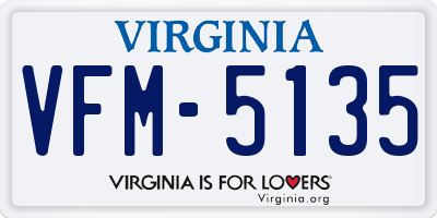 VA license plate VFM5135