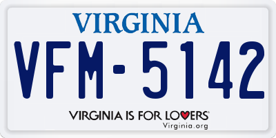 VA license plate VFM5142