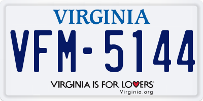 VA license plate VFM5144