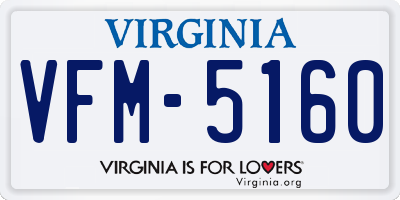 VA license plate VFM5160