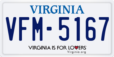 VA license plate VFM5167