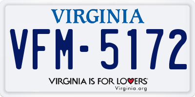VA license plate VFM5172