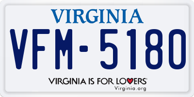 VA license plate VFM5180