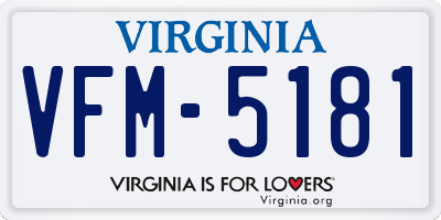 VA license plate VFM5181
