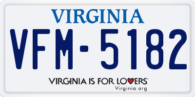 VA license plate VFM5182