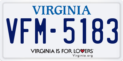 VA license plate VFM5183