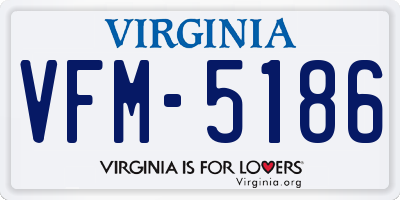 VA license plate VFM5186