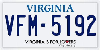 VA license plate VFM5192