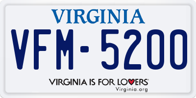 VA license plate VFM5200