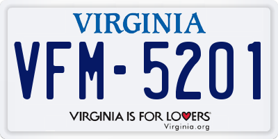 VA license plate VFM5201