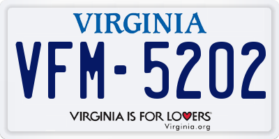 VA license plate VFM5202