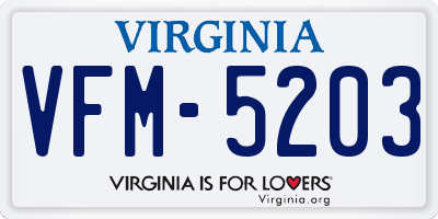 VA license plate VFM5203