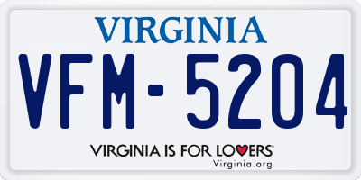 VA license plate VFM5204
