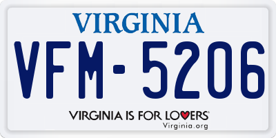 VA license plate VFM5206