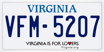 VA license plate VFM5207