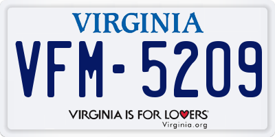 VA license plate VFM5209