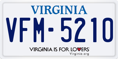 VA license plate VFM5210