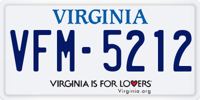 VA license plate VFM5212