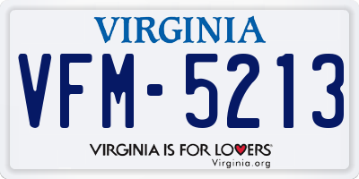 VA license plate VFM5213