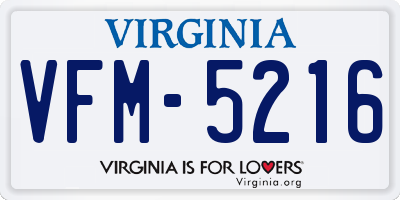 VA license plate VFM5216