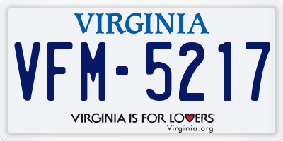 VA license plate VFM5217