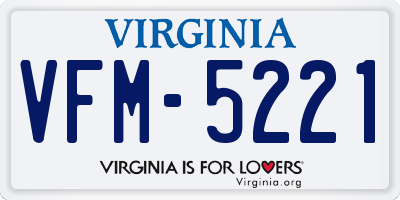 VA license plate VFM5221
