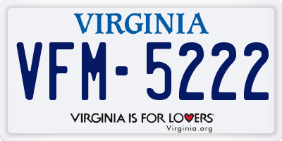 VA license plate VFM5222