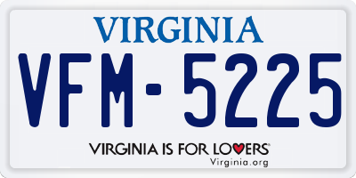 VA license plate VFM5225