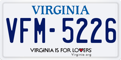 VA license plate VFM5226
