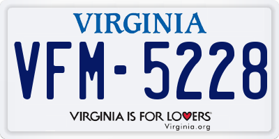 VA license plate VFM5228