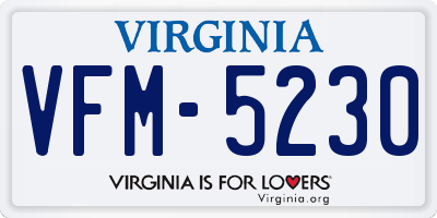 VA license plate VFM5230