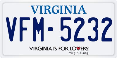 VA license plate VFM5232