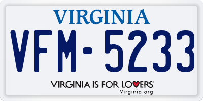 VA license plate VFM5233