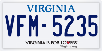 VA license plate VFM5235