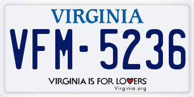 VA license plate VFM5236