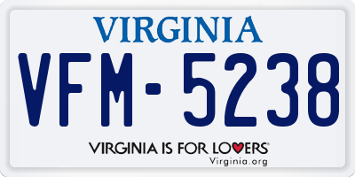 VA license plate VFM5238