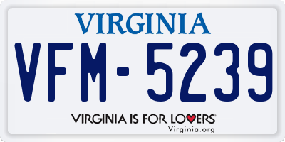VA license plate VFM5239