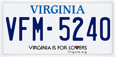 VA license plate VFM5240
