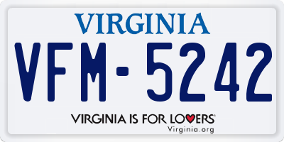 VA license plate VFM5242