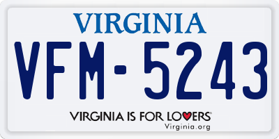 VA license plate VFM5243