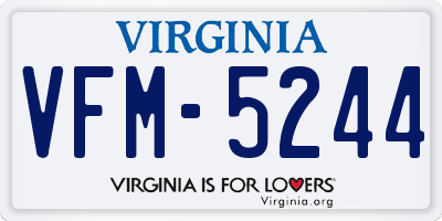 VA license plate VFM5244