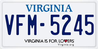 VA license plate VFM5245