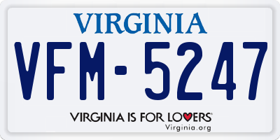VA license plate VFM5247