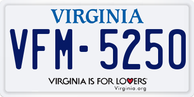 VA license plate VFM5250
